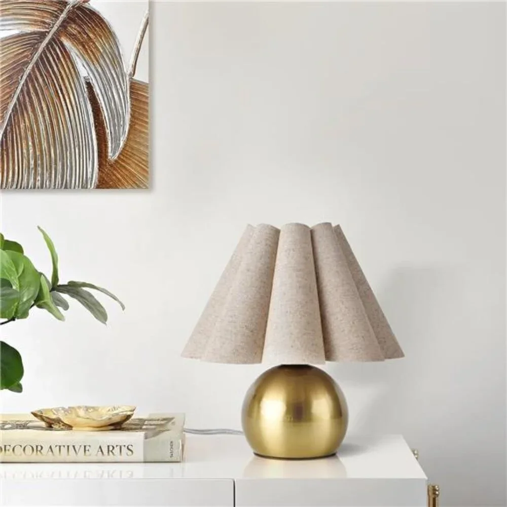 Gold bedside table lamp small nightstand light brass modern bedroom decor